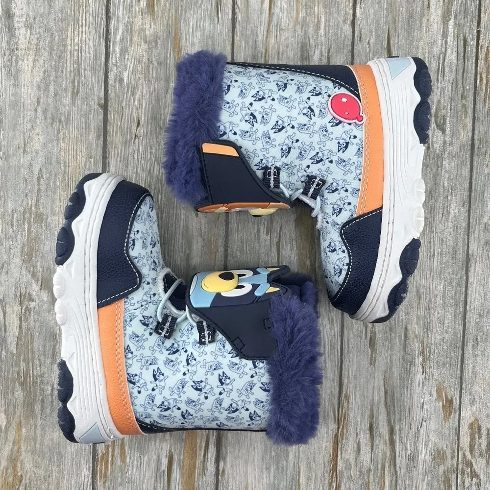 Toddler Bluey Winter Boot Shoes Faux Fur Trim Size 8